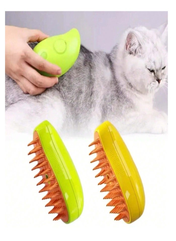 Cat Steam Brush, 3 in 1 Cat and Dog Undercoat Brushes for Grooming, Self Cleaning Steam Cat Brush for Massage, Cat Grooming Brush for Removing Tangled and Loose Hair - Image 1