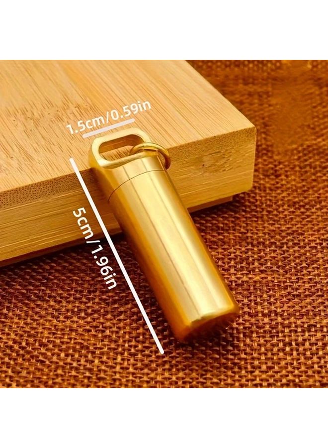 Simple Elegant Brass Mini Metal Medicine Waterproof Canister Outdoor EDC Tools - Image 1
