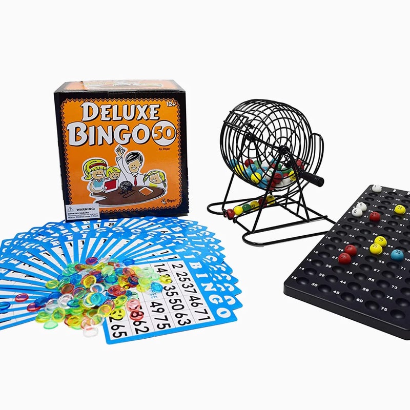 Regal Games Regal Bingo Deluxe Game Set for Adults and Kids  Includes 8 Inch Wheel Cage 75 Balls Master Board 50 Cards and Colorful Chips  Fun Family Game Night - Image 2