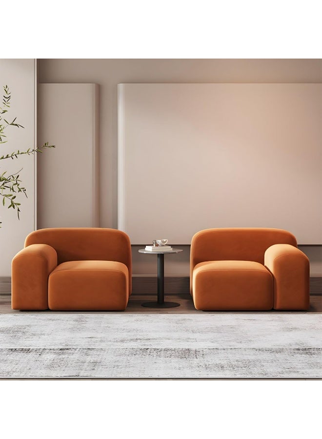 Ripple FURNITURE UAE Homes Contemporary Round-Arm Wool Sofa, Vibrant Orange, Living Room Furniture  - Image 2