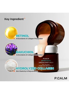 P.CALM Retinolagen Ampoule Shot Cream 60Ml Vegan Pore Tightening Facial Moiturizer With Retinol Vegan Collagen Pha Bakuchiol For Sensitive Skin Korean Skincare  - Image 4