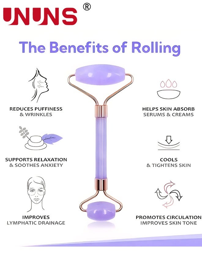 UNUNS 12Pcs Sleeping Hair Styling Tools Set,Curler And Facial Massager,1 Pillowcase,Heat-Free Curling Iron Set,Overnight Curler,1 Sleeping Soft Eye Mask,1 Storage Bag,Facial Roller Skin Care Tools for Women,Purple - Image 3