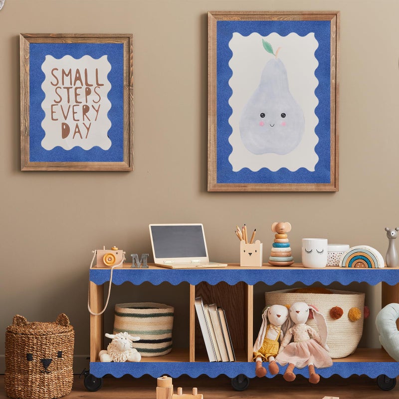 Aurtho 70Ft Shine Scalloped Bulletin Board Border- Blue Bulletin Board Border, Shiny Blue Trim Decorative Roll for Classroom, School, Office, Home - Image 5