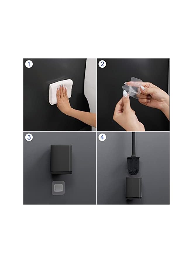 promass Toilet Brush and Holder Set, Toilet Loo Brush, Deep Cleaning Silicone Toilet Brushes, TPR Flexible Toilet Bowl Brush Head, Wall Mounted and Floor Standing Toilet Brush Holder - Image 4