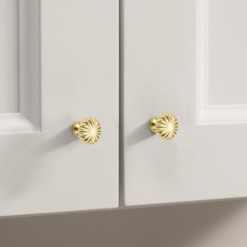 Xfopz 2 Pack Gold Cabinet Knobs, Zinc Alloy Brushed Brass Drawer Knobs Hardware for Kitchen Cabinets, Dresser and Wardrobe Doors Vintage Dresser Drawer Pulls - Image 4