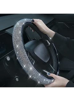 Generic Rhinestone Sparkling Crystal Steering Wheel Cover for SUV Cars Breathable Anti-Slip White 