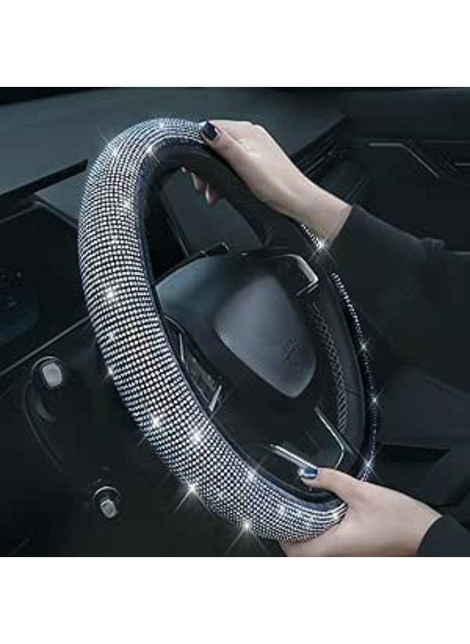 Generic Rhinestone Sparkling Crystal Steering Wheel Cover for SUV Cars Breathable Anti-Slip 