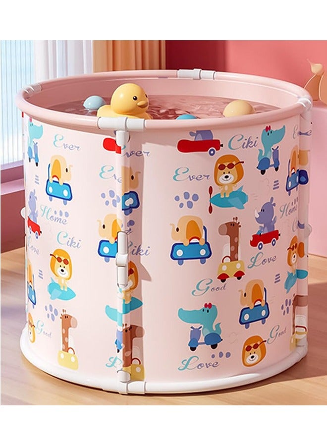 JCB CHIC Linen Dirty Laundry Basket Foldable Round Waterproof Organizer Bucket Clothing , Foldable Bathtub for Baby, Kids, Adults,Children Toy Large Capacity Storage(pink) - Image 1