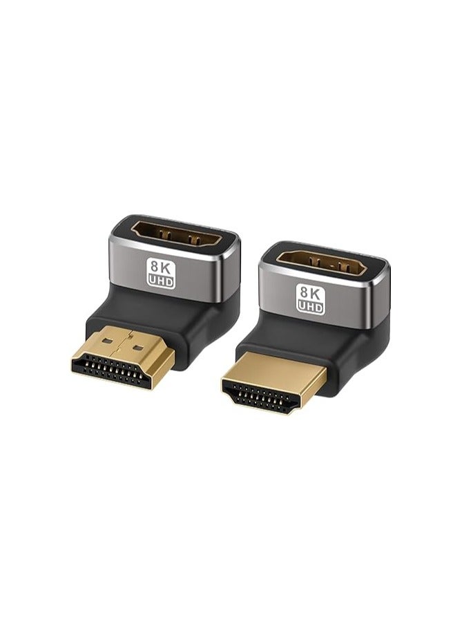 8K HDMI 2.1 Adapter 90 Degree and 270 Degree Gold Plated Adapter 2 Pack, Right Angle HDMI Male to Female Connector Converter HDMI L Shape Extender, Supports 8K@60Hz，4K@120Hz，4K@60Hz，4K@30Hz  - Image 1