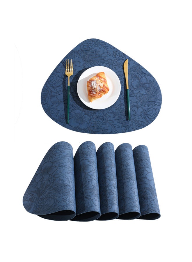 Leather Placemat Double-sided Waterproof Oil-proof Heat Insulation Mat Dining Table Food Mat Hotel Non-slip Placemat Dining Table Premium Sense-Color:Dark Blue-Specifications:Anti-slip Upgraded Model - Image 1