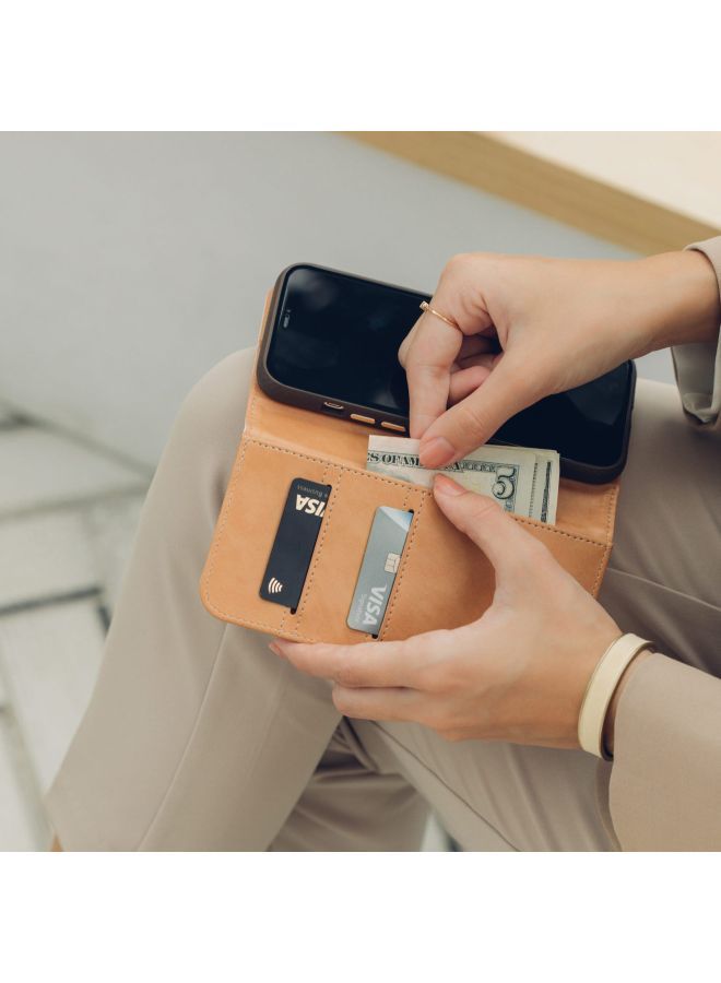 NIBEMINENT 3-In-1 Leather Case For iPhone 12 Mini Beige - Image 3