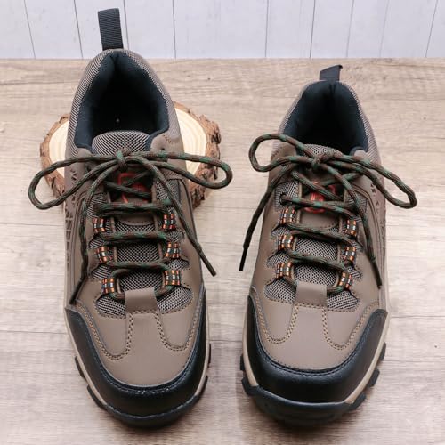 DELELE 2 Pair Round Wave Non Slip Outdoor Mountaineering Climbing Shoe Laces String Rope Dark Green&Coffee Hiking Shoelaces Men Women Shoestrings-55 inch - Image 3