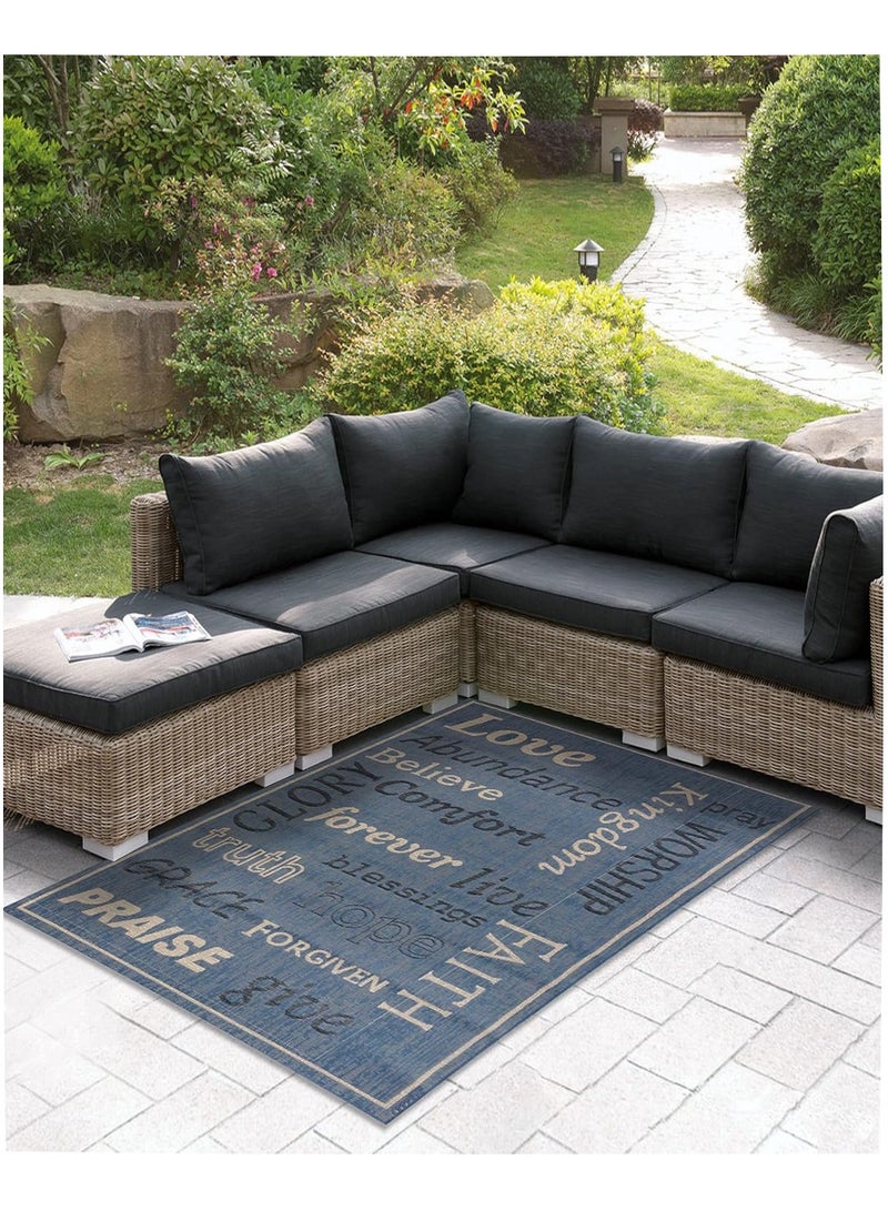 MSRUGS Blue Indoor/Outdoor Area Rugs Carpets – 4x6 Ft Flatweave Contemporary Rug for Patio, Pool, Picnic, Camp & Home Décor  - Image 1