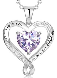 Zifeel Infinity Heart Pendant Necklace for Women 925 Sterling Silver, Silver Birthstone Necklace for Women, Anniversary Birthday Gifts for Her Wife Daughter Girlfriend Girls, Valentines Day Mothers Day  Gifts Jewelry for Women Mom…  - Image 1