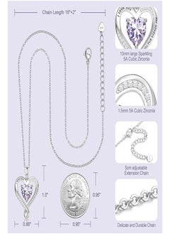 Zifeel Infinity Heart Pendant Necklace for Women 925 Sterling Silver, Silver Birthstone Necklace for Women, Anniversary Birthday Gifts for Her Wife Daughter Girlfriend Girls, Valentines Day Mothers Day  Gifts Jewelry for Women Mom…  - Image 5