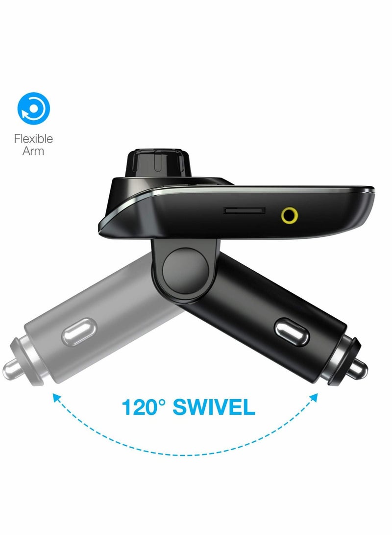 Captaintech Bluetooth FM Transmitter for Car 2022 Upgrade Adapter Kit with Dual USB, SD/TF Card Support, AUX Input, Compatible w/ All Smartphones, iPods - Image 2