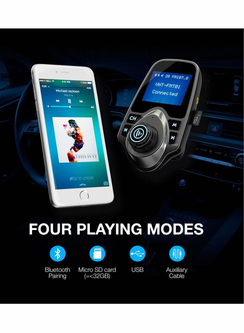 Captaintech Bluetooth FM Transmitter for Car 2022 Upgrade Adapter Kit with Dual USB, SD/TF Card Support, AUX Input, Compatible w/ All Smartphones, iPods - Image 5