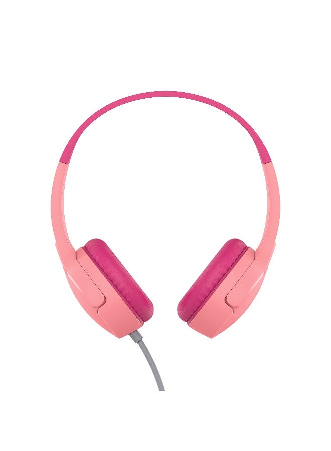 Belkin SoundForm Mini Kids Wired Headphones with USB-C to 3.5mm Dongle, Built-in Mic & Fun Stickers, 85dB Max Volume – for Online Learning, Travel, Compatible with iPhone, iPad, Galaxy, etc - Pink Pink - Image 3