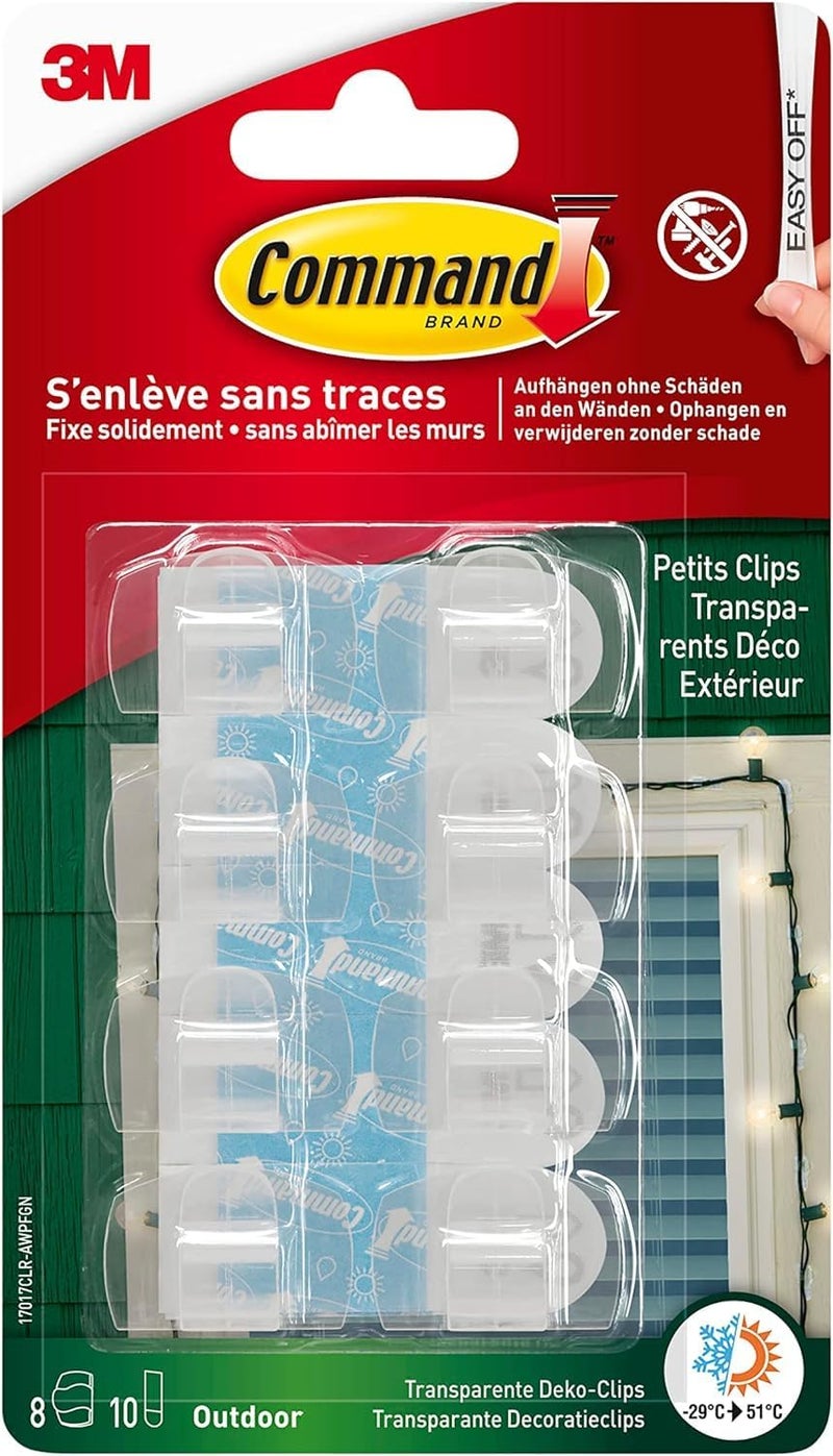 Command 17017AW Outdoor Decorative Utility Clip, No Residue, Virtually Invisible, 8 Strips Size: S - Image 1