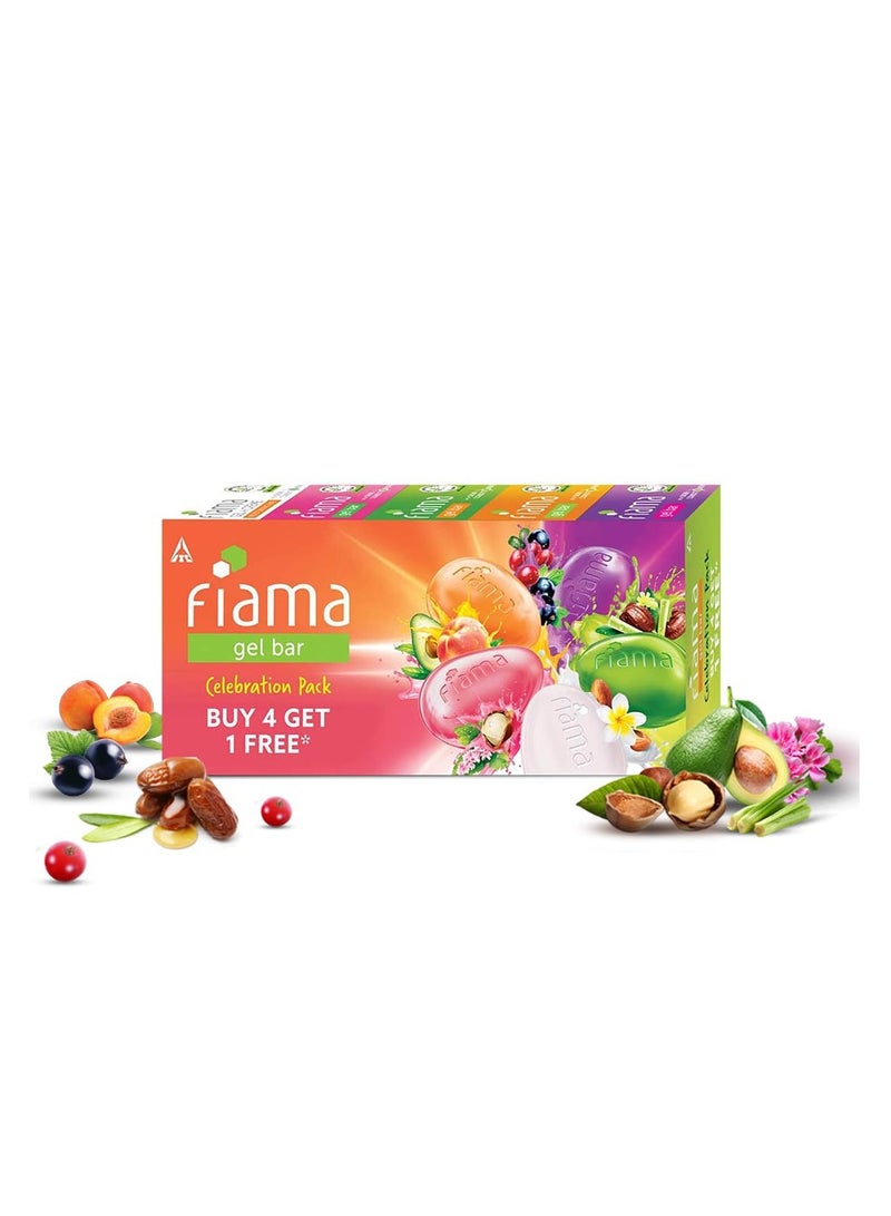 Fiama Gel Bar Celebration Pack with 5 unique Gel Bars, 125g (Buy 4 get 1 Free) - Image 1