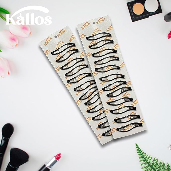 12 Pack Wavy Hair Snap Clips NonSlip Metal Barrettes for Hair Styling Suitable for Thick and Thin Hair Perfect for Women and Girls by Kllos Black 25 inch