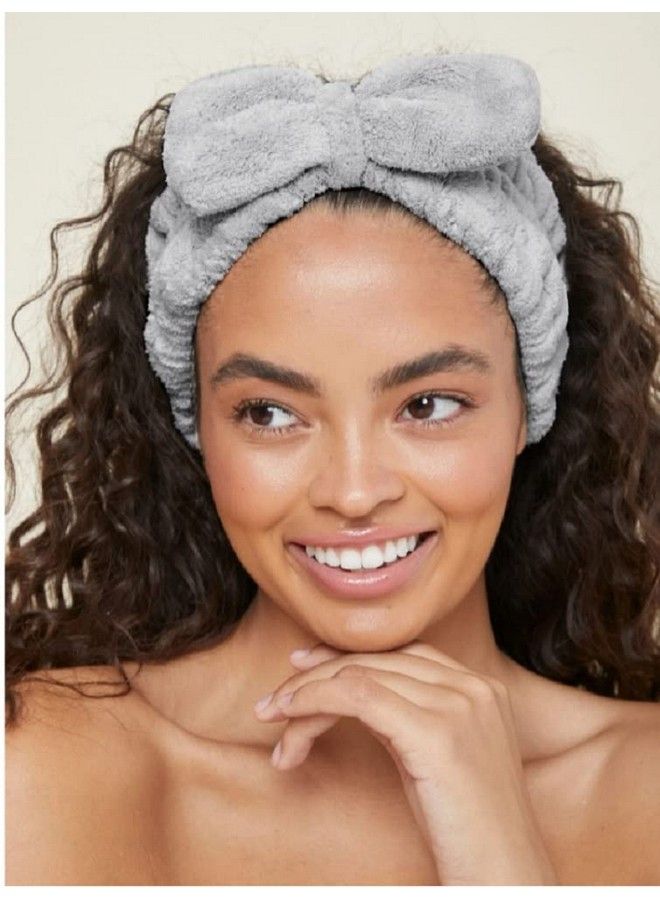 Huachi Spa Headbands For Women Makeup Washing Face Skincare Face Wash Head Band Cute Bow Hair Band For Girls Soft Coral Facial Shower Head Wraps - Image 3