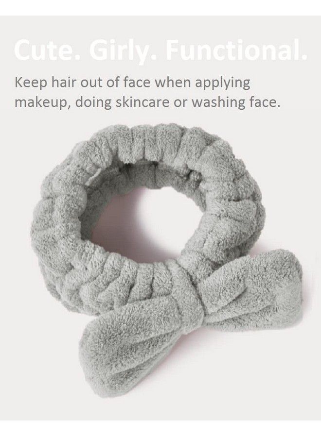 Huachi Spa Headbands For Women Makeup Washing Face Skincare Face Wash Head Band Cute Bow Hair Band For Girls Soft Coral Facial Shower Head Wraps - Image 5