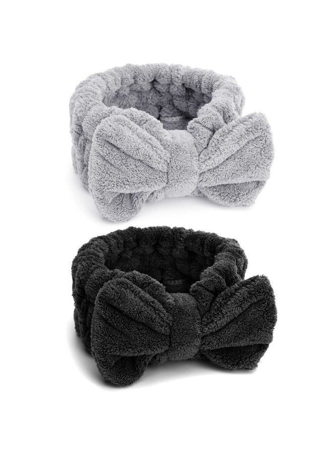 Huachi Spa Headbands For Women Makeup Washing Face Skincare Face Wash Head Band Cute Bow Hair Band For Girls Soft Coral Facial Shower Head Wraps - Image 2