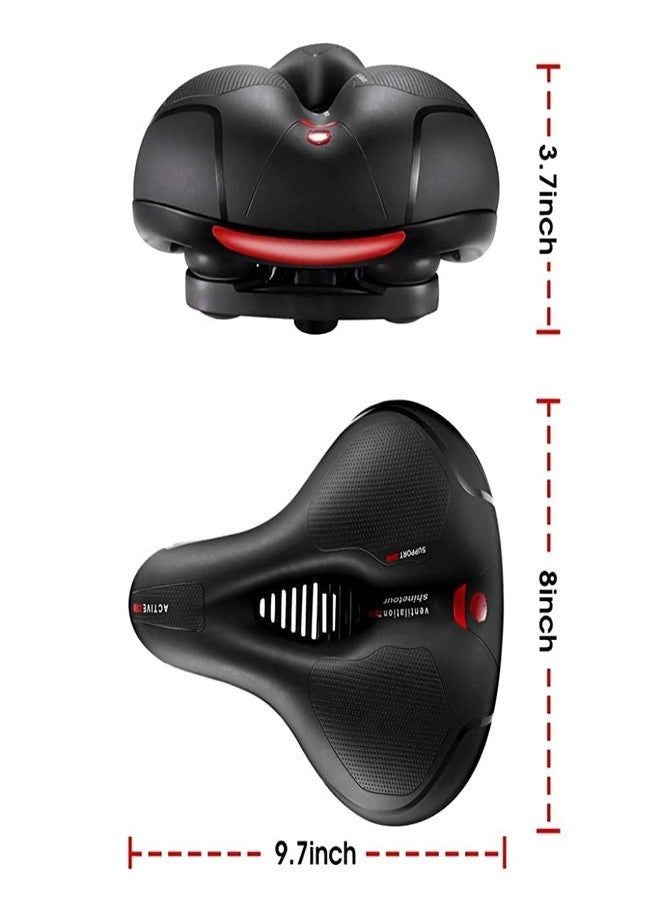 DCZ Cycle Seat with Red Reflective Safety Strip, Universal Memory Foam Bicycle Seat Waterproof Breathable Shock Absorbing Bike Saddle for Bike Mountain Bike - Image 2