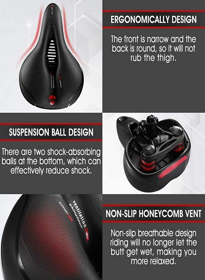 DCZ Cycle Seat with Red Reflective Safety Strip, Universal Memory Foam Bicycle Seat Waterproof Breathable Shock Absorbing Bike Saddle for Bike Mountain Bike - Image 4