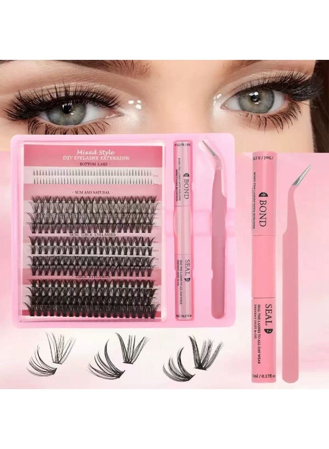 320 Clusters of Dense Segmented False Eyelashes, Mixed upper and lower false eyelashes, 5-16mm Single Cluster Lashes, Perfect for Creating Natural and Enchanting Eyes, Suitable for Daily Makeup and Special Occasions.