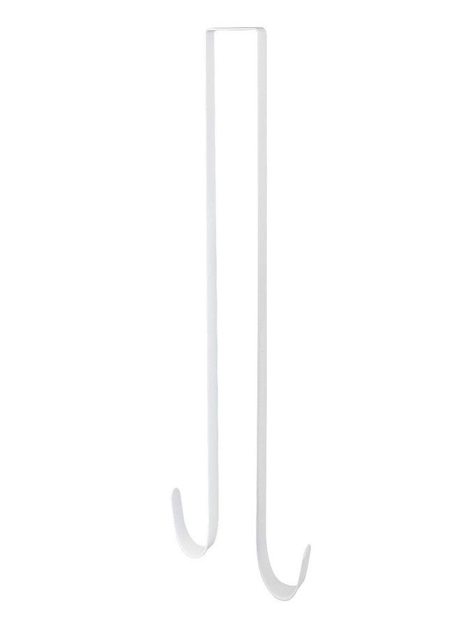 Nxtop Over The Door Metal Double Sided Wreath Hanger - 1 Sided Wreath Hanger for Clothing, Towels, Wreaths, Bags Organization, Parties or Holiday Decoration - Premium Sturdy Metal 15" L (1Pcs, White) - Image 1