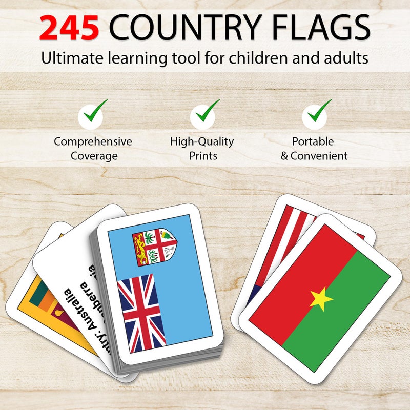 Zastic! World Flags Flashcards - 245 Country Flags, Capitals, Language, and Continents - Gloss Laminated - Country Flags of The World Flash Cards - Country Flash Cards - Geography Kids Flash Cards - Image 4