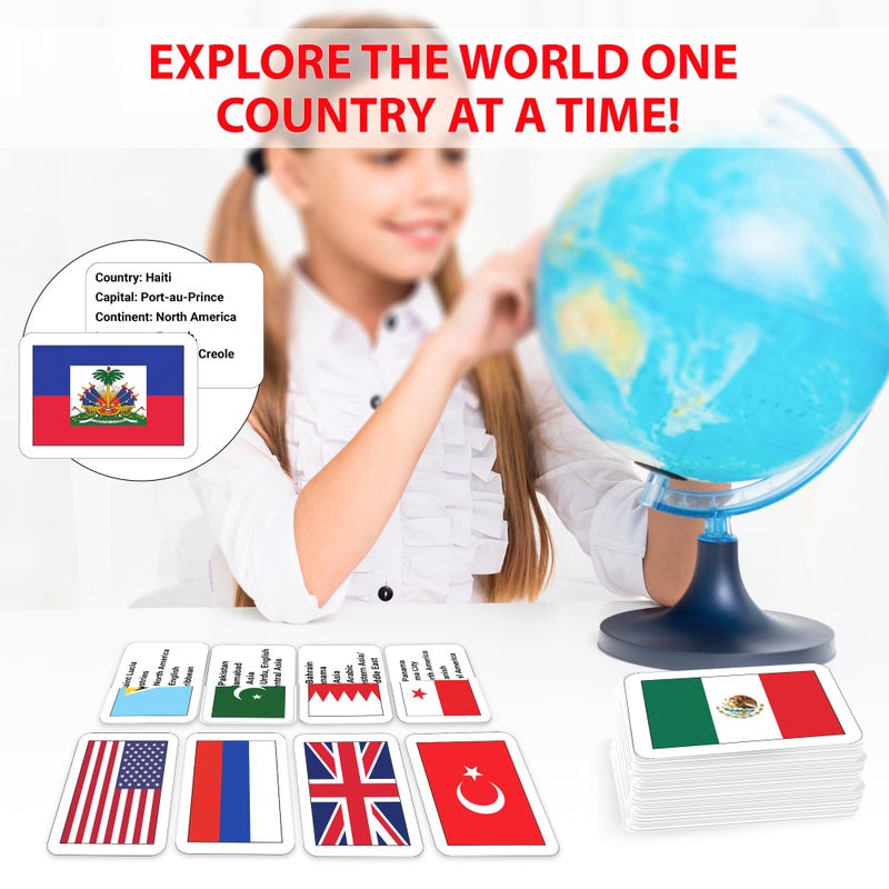 Zastic! World Flags Flashcards - 245 Country Flags, Capitals, Language, and Continents - Gloss Laminated - Country Flags of The World Flash Cards - Country Flash Cards - Geography Kids Flash Cards - Image 5