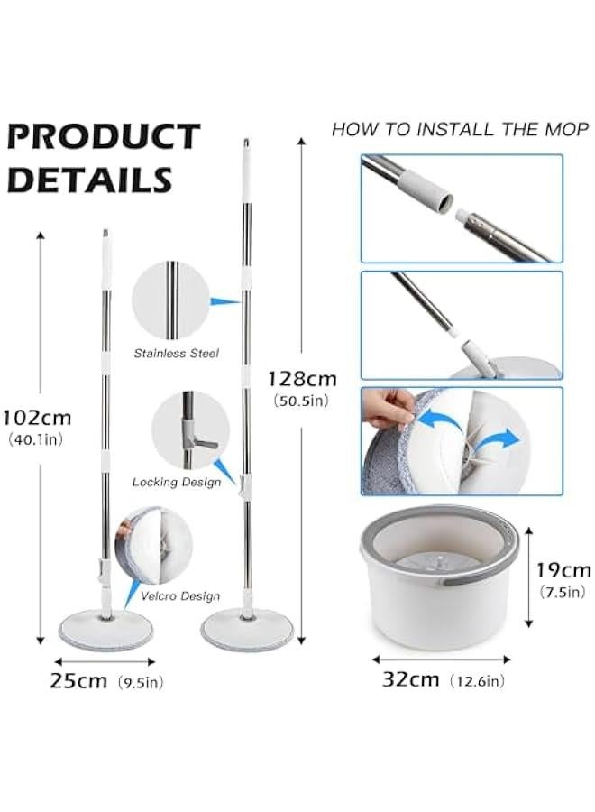 MIXDE Spin Mop and Bucket Set EasyWring Net Water Sewage Separation Mop Microfiber Hardwood Floor Mop Home Cleaning System with Adjustable Handle and 2 Refills - Image 5