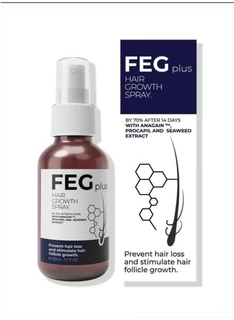 FEG Plus Thicker Hair Growth Spray – Fast-Acting Formula for Fuller Hair – 50 ml - Image 1