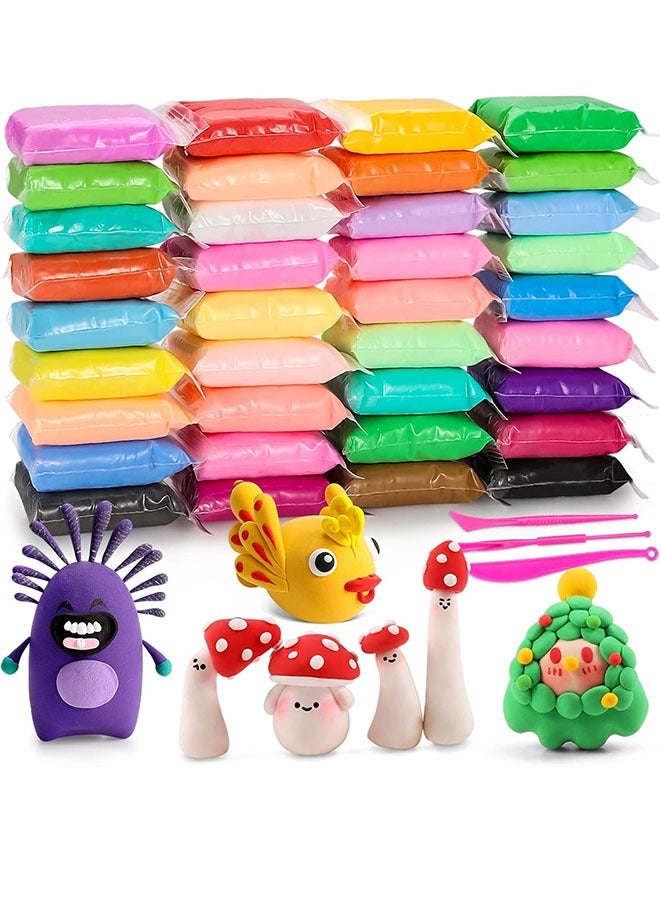 72 Pcs DIY Modeling Clay Air Dry Multicolour Bouncing Clay with 3 Sculpting Tools,Safe and Non-Toxic, Ideal Gift for Kids( 36 Colors) - Image 1