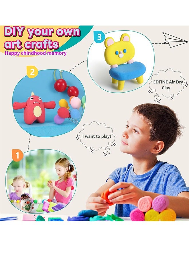 72 Pcs DIY Modeling Clay Air Dry Multicolour Bouncing Clay with 3 Sculpting Tools,Safe and Non-Toxic, Ideal Gift for Kids( 36 Colors) - Image 2
