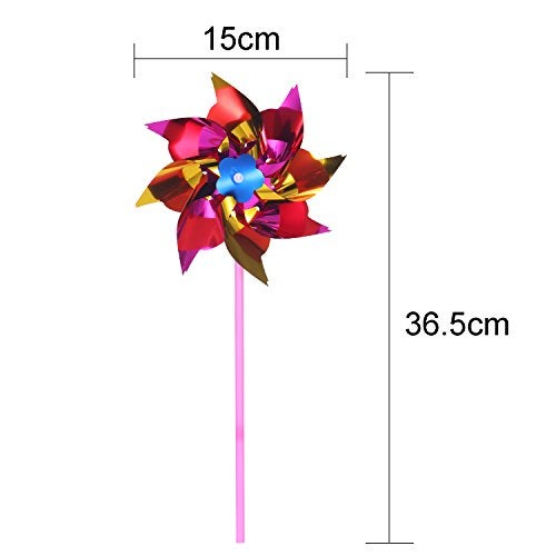 Hestya 50 Pcs Plastic Rainbow Pinwheel, Party Pinwheels DIY Lawn Windmill Set for Teenagers Toy Garden Party Lawn Decor, Assorted Color - Image 2