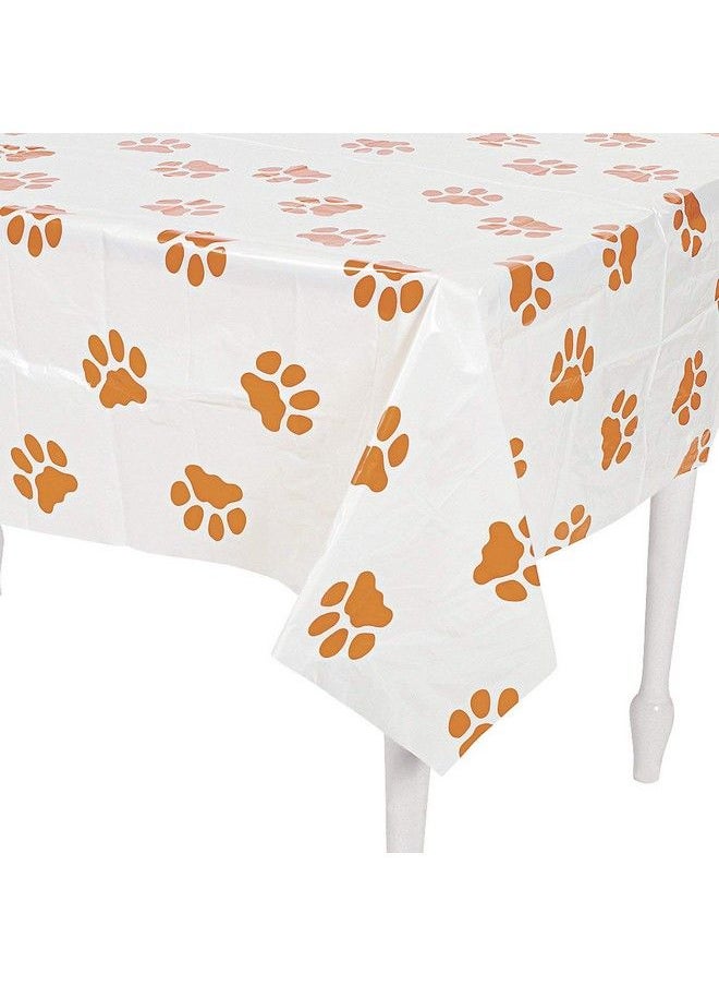 Fun Express Puppy Paw Print Tablecloth | Kid And Dog Birthday Party Supplies | Dog Party Decorations | Plastic Tablecover | Dog Party Supplies | One Tablecover  - Image 2