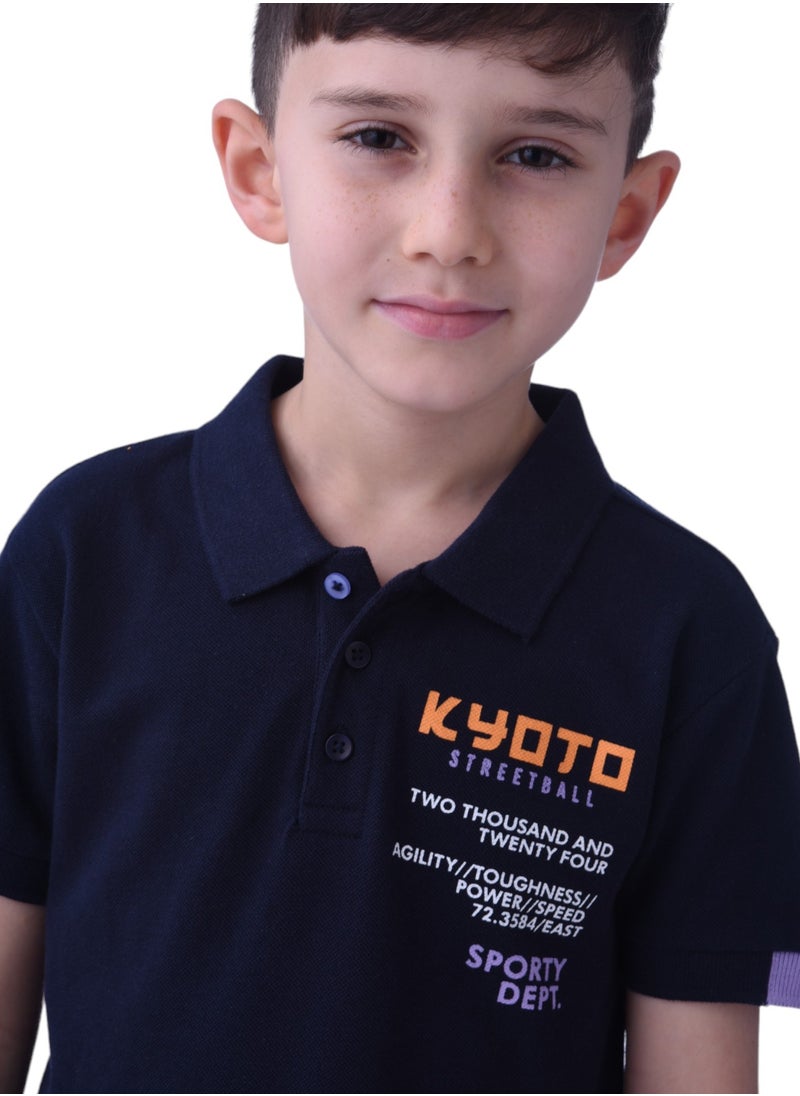 victor and jane Boys 2pc-Set - T-shirt & Shorts-Lilac/Navy  - Image 4