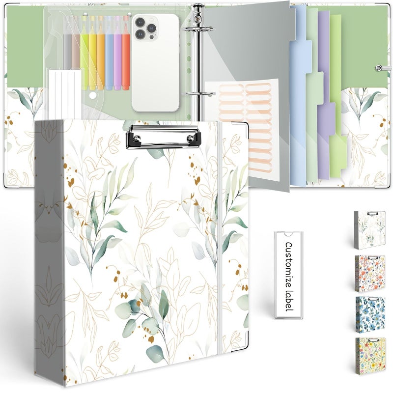 Green Plant 2 Inch 3 Ring Binder for Letter Size Paper with 5 Dividers and File Pocket - Image 1