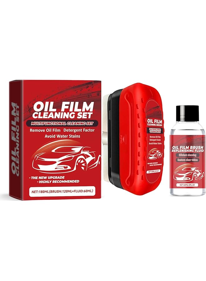 NALACAL Automotive Oil Film Cleaning Brush, Reusable One-Piece Automotive Oil Cleaning Brush, Rain And Fog Proof Glass Cleaning Board, Glass Coating For Windshield, 120Ml Capacity+60Ml Supplements - Image 1