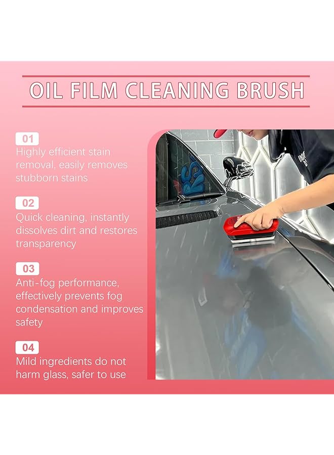 NALACAL Automotive Oil Film Cleaning Brush, Reusable One-Piece Automotive Oil Cleaning Brush, Rain And Fog Proof Glass Cleaning Board, Glass Coating For Windshield, 120Ml Capacity+60Ml Supplements - Image 2