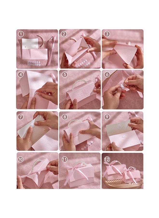 5-Piece Elegant Pink Pearl Handle Gift Box (13 X 8.5 X 7.5cm) with Ribbon & Embossed Pattern - Image 5