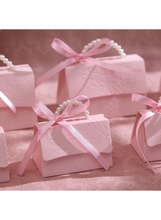 5-Piece Elegant Pink Pearl Handle Gift Box (13 X 8.5 X 7.5cm) with Ribbon & Embossed Pattern - Image 1