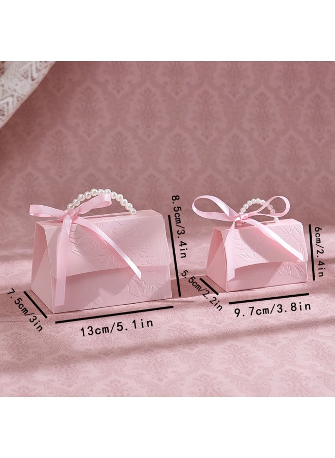 5-Piece Elegant Pink Pearl Handle Gift Box (13 X 8.5 X 7.5cm) with Ribbon & Embossed Pattern - Image 3