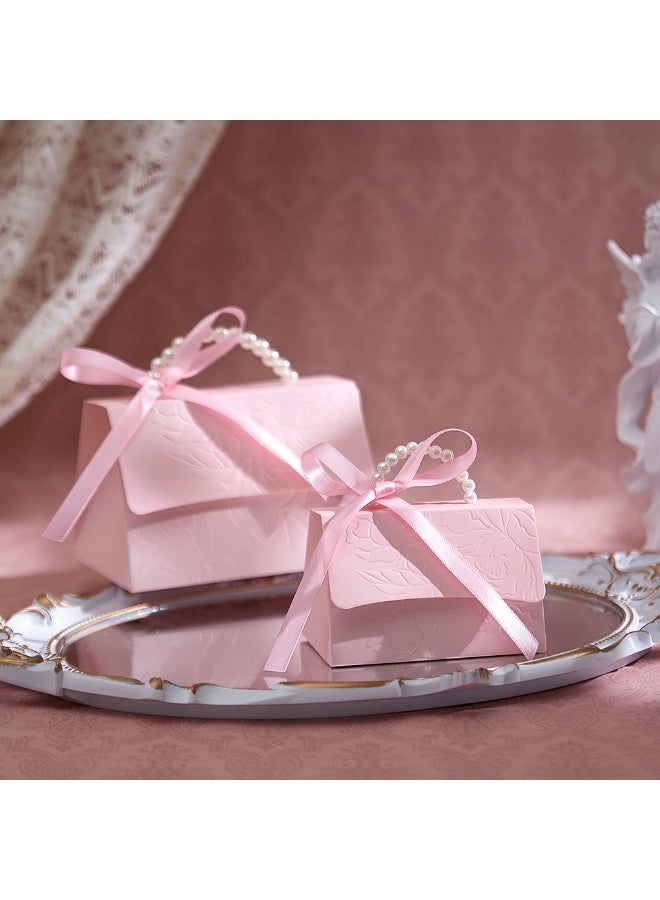 5-Piece Elegant Pink Pearl Handle Gift Box (13 X 8.5 X 7.5cm) with Ribbon & Embossed Pattern - Image 2