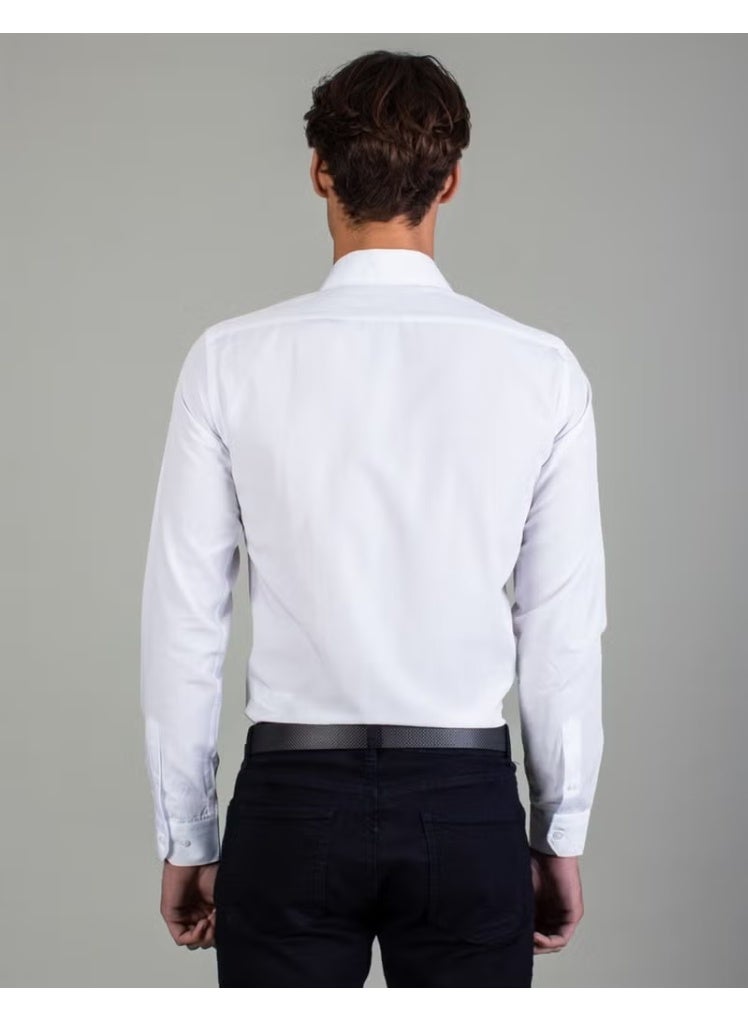 Tudors Slim Fit Plain White Men's Shirt - Image 3