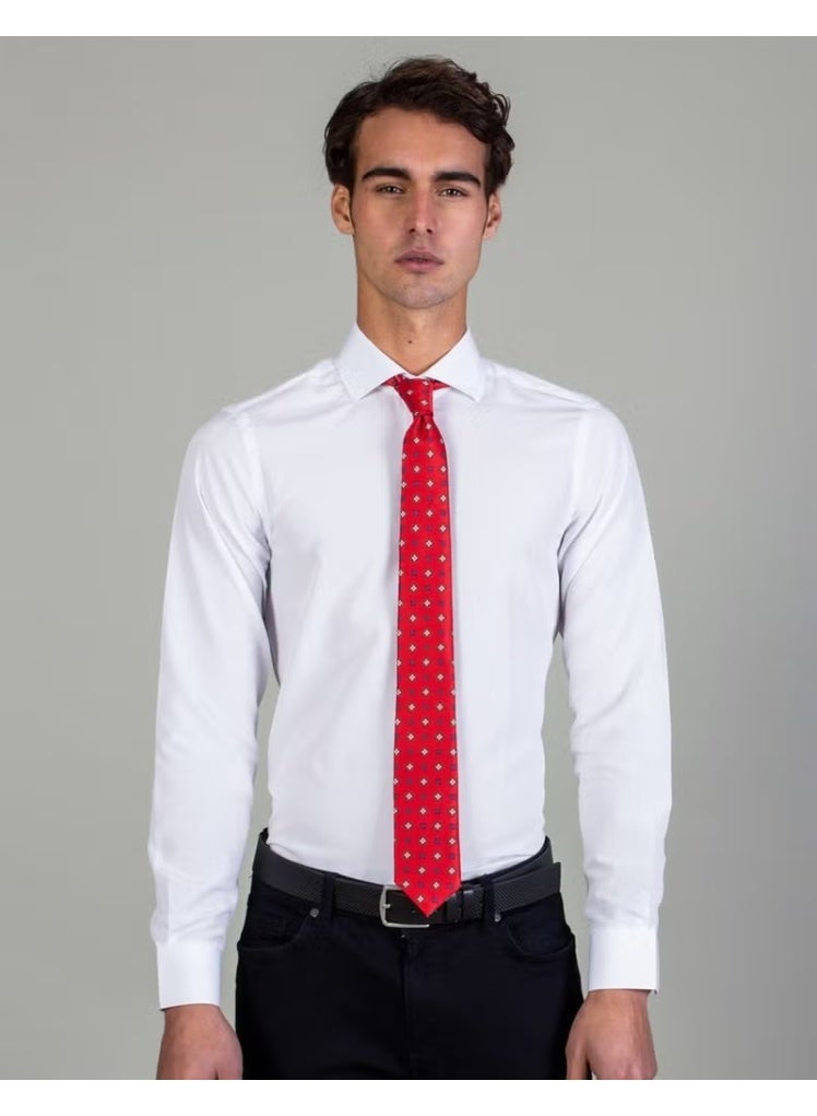 Tudors Slim Fit Plain White Men's Shirt - Image 1
